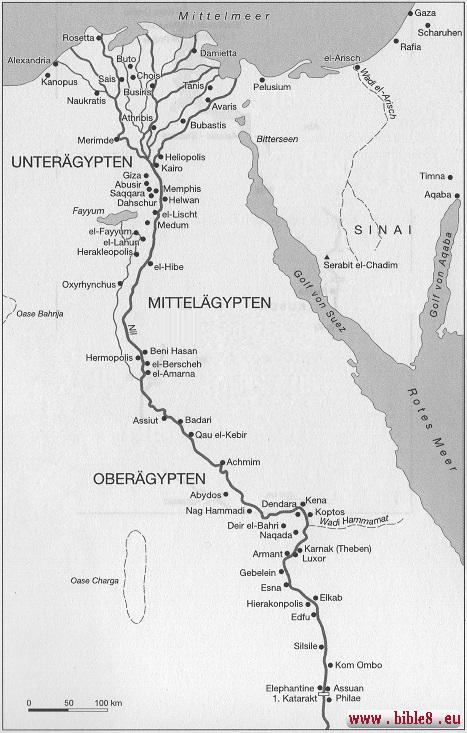 Landkarte von Ägypten des Alten Testamentes
