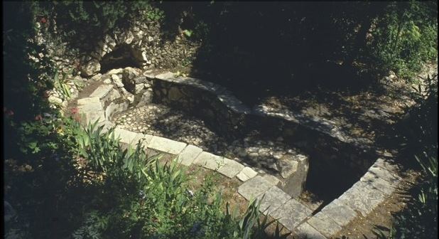 Die Weinpresse in Gartengrab in Jerusalem Israel