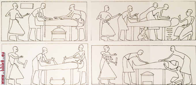 Процесс мумификации, изображённый на египетской фреске