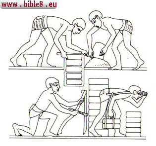 Изготовители кирпичей в Египте, изображённые на фресках. Рабский труд, которую выполняли евреи в Египте