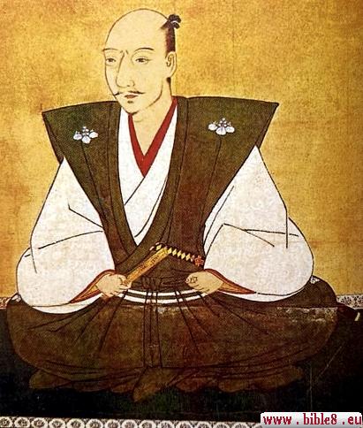 Портрет японского самурая или даймё в традиционной одежде — возможно, известного правителя эпохи Сэнгоку.