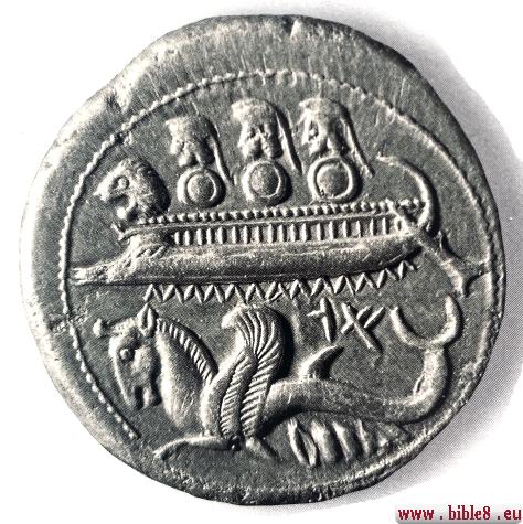 Финикийский корабль на серебряной монете 4 века до н.э.